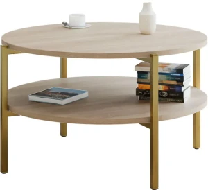 Kawowy stolik okrągły do salonu dąb sonoma - Fablle 5X