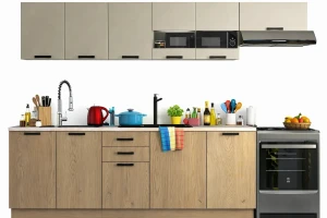 Komplet mebli kuchennych 260 cm dąb cremona + kaszmir - Kive