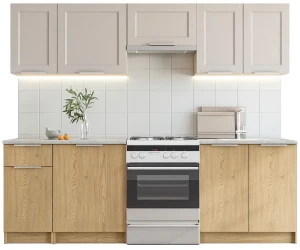 Nowoczesne meble kuchenne 240 cm dąb cremona + kaszmir - Koso