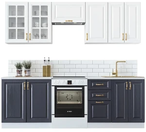 Klasyczne meble kuchenne 240 cm granat + biały - Myon
