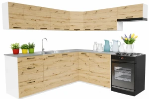 Narożny komplet mebli kuchennych dąb artisan - Esin