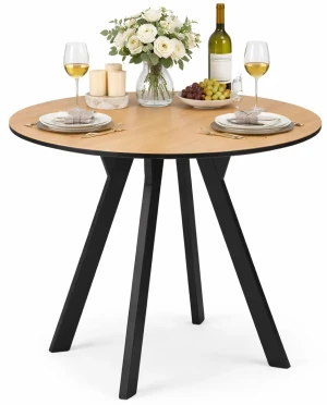 Okrągły stół rozkładany z czarnymi nogami - Olio