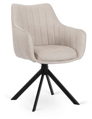 Obrotowy kremowy fotel tapicerowany - Salina