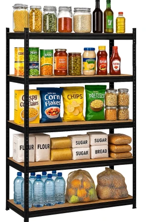 Czarny metalowy regał do spiżarni na przetwory - Ovegi 5X