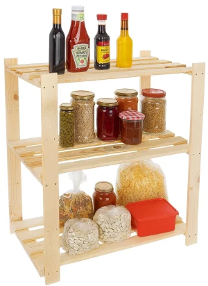 Naturalny regał drewniany do spiżarni i piwnicy na słoiki - Roots
