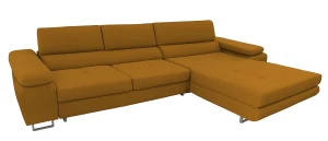 Musztardowy narożnik rozkładany z funkcją spania - Grenvo