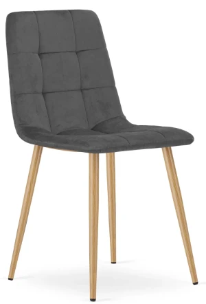 Komplet 4 sztuk ciemnoszarych krzeseł welurowych - Besti 3S