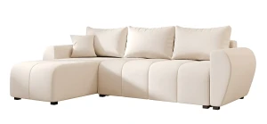 Kremowy rozkładany narożnik L z pojemnikiem - Velmores 3X