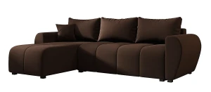 Brązowy narożnik L z funkcją spania - Velmores 3X