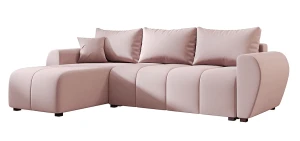 Różowy narożnik rozkładany w kształcie L - Velmores 3X