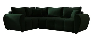 Ciemnozielony welurowy narożnik rozkładany w kształcie L - Dameno 4X