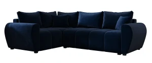 Granatowy welurowy narożnik L z funkcją spania - Dameno 4X