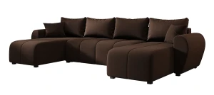 Brązowy rozkładany narożnik w kształcie U - Aurelix 3X