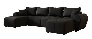 Czarny narożnik w kształcie U z funkcją spania - Aurelix 3X