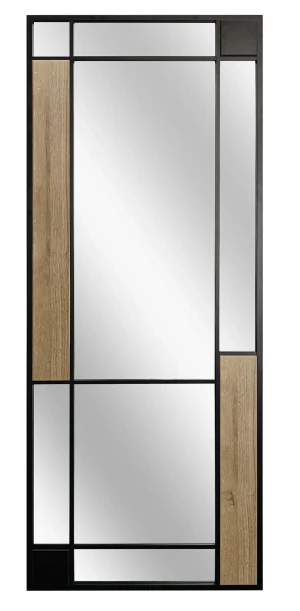 Loftowe lustro z elementami geometrycznymi dąb + czarny - Klinox