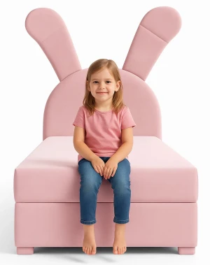 Różowe dziecięce łóżko kontynentalne 100x200 cm - Kikori