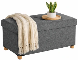 Szara prostokątna pufa ze schowkiem - Dolexo 4X