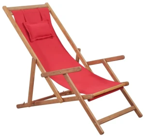 Czerwony składany leżak plażowy - Kane