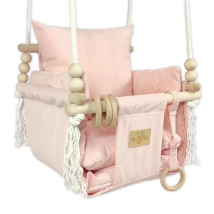 Różowa drewniana huśtawka dla niemowlaka - Papios
