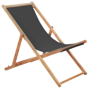 Szary składany leżak na plażę - Kane 2X