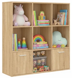 Kwadratowy skandynawski regał na zabawki dąb sonoma - Nero 3X