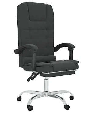 Czarne rozkładane krzesło biurowe z podnóżkiem masujące - Pexo