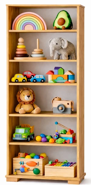 Wysoki regał na zabawki 70 cm dąb craft złoty - Aneris 4X