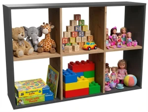 Regał na zabawki do pokoju dziecka antracyt - Atela 4X