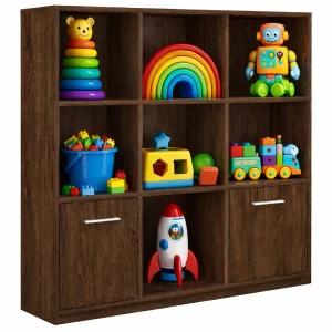 Brązowy regał na zabawki dla dziecka - Nero 3X