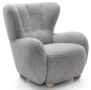 Szary fotel baranek w stylu skandynawskim - Palori