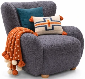 Czarny fotel boucle typu uszak - Palori