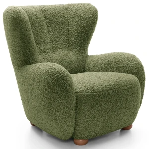 Zielony fotel uszak baranek oliwkowy - Palori