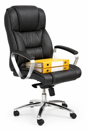 Czarny skórzany fotel prezesa - Kroton