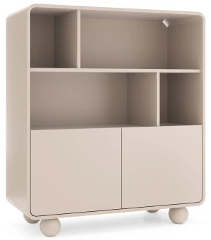 Kaszmirowy nowoczesny regał witryna z szafką - Feviso 5X