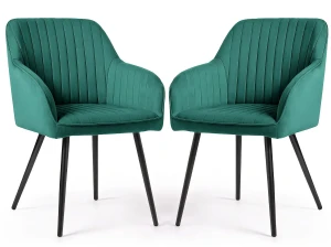 Zestaw 2 zielonych krzeseł welurowych - Sorvello