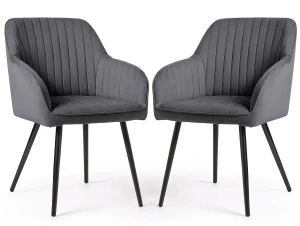 Zestaw 2 grafitowych krzeseł pikowanych - Sorvello