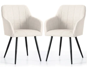 Zestaw 2 kremowych krzeseł tapicerowanych - Cormelis 3X