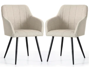 Zestaw 2 beżowych krzeseł tapicerowanych - Cormelis 3X