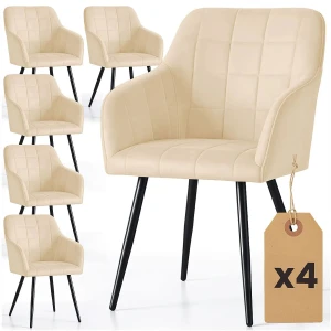 Zestaw 4 beżowych krzeseł tapicerowanych welurem - Cormelis 4X