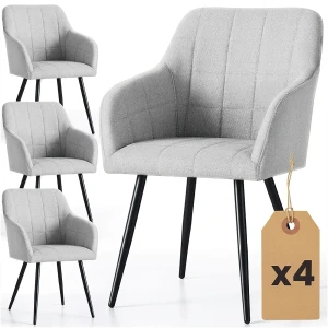 Zestaw 4 szarych pikowanych krzeseł tapicerowanych - Cormelis 3X