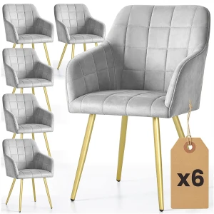 Zestaw 6 szarych krzeseł w stylu glamour - Cormelis 5X