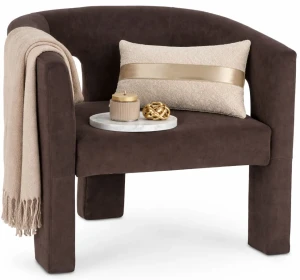 Brązowy nowoczesny fotel wypoczynkowy welurowy - Lossie 3X