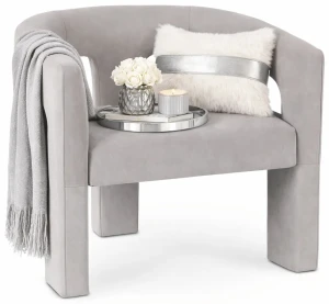 Szary fotel welurowy w stylu nowoczesnym - Lossie 3X