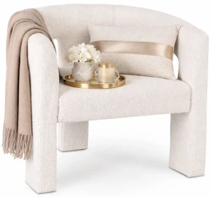 Kremowy fotel nowoczesny boucle - Lossie 4X