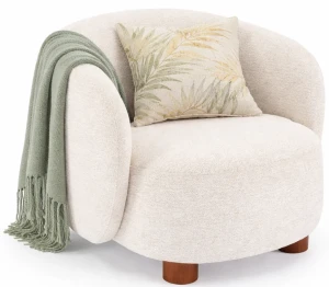 Kremowy fotel wypoczynkowy okrągły - Tekidi