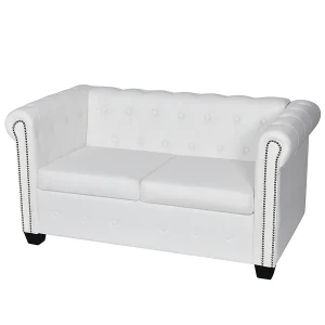 2-osobowa biała sofa w stylu Chesterfield - Xavier 2Q