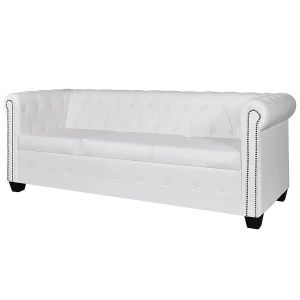 3-osobowa biała sofa w stylu Chesterfield - Xavier 3Q