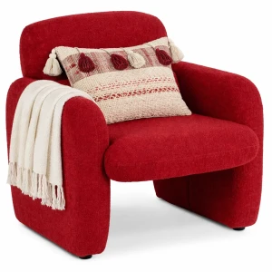 Czerwony fotel boucle w stylu nowoczesnym - Etilion 5X