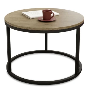 Nowoczesny okrągły stolik kawowy dąb cremona - Univ 3X
