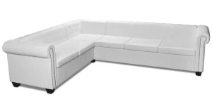 6-osobowy biały narożnik w stylu Chesterfield - Xavier 6Q